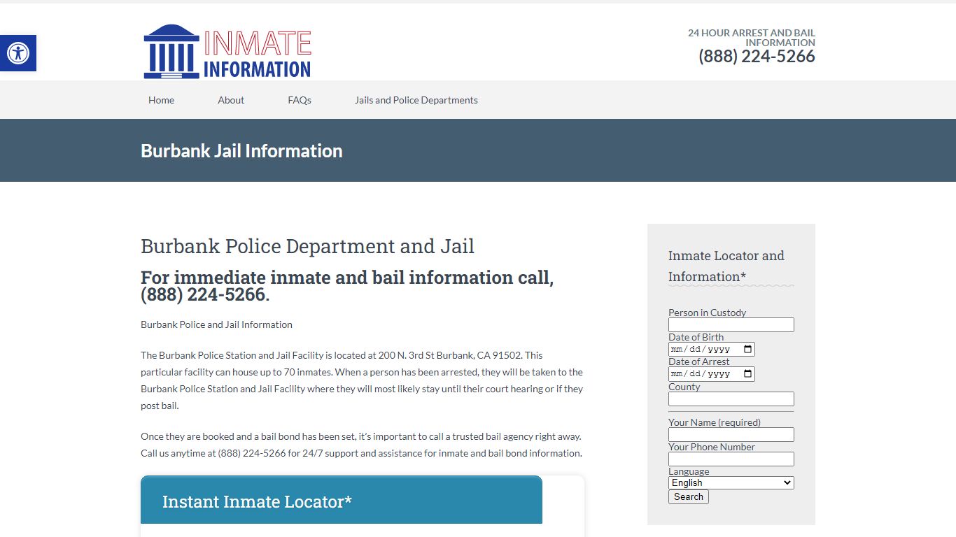 Burbank Police Department and Jail - Inmate Information