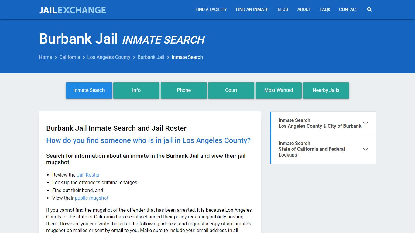 Inmate Search: Roster & Mugshots - Burbank Jail, CA
